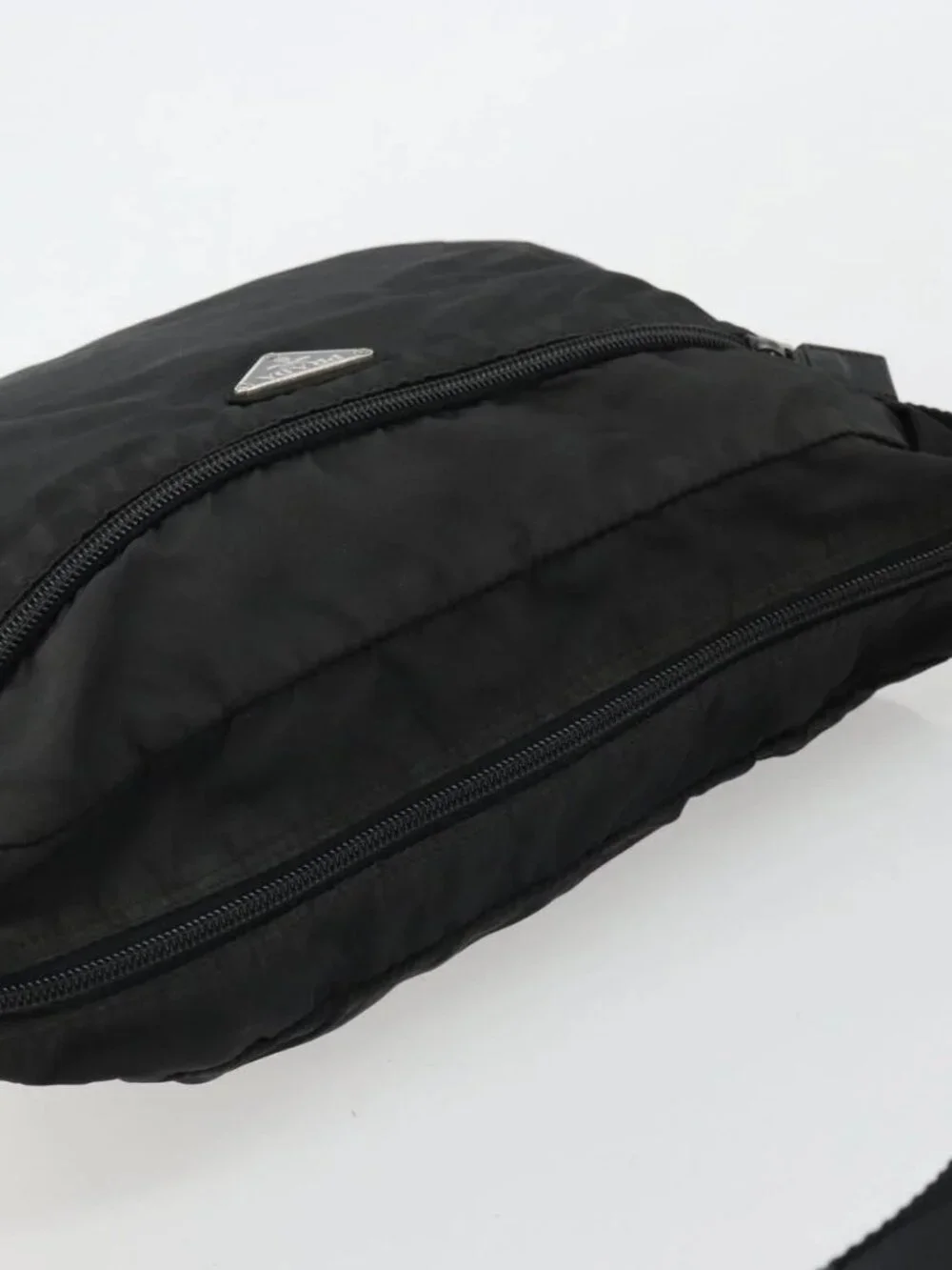 PRADA Shoulder Bag Nylon Black Silver Auth ka4043
